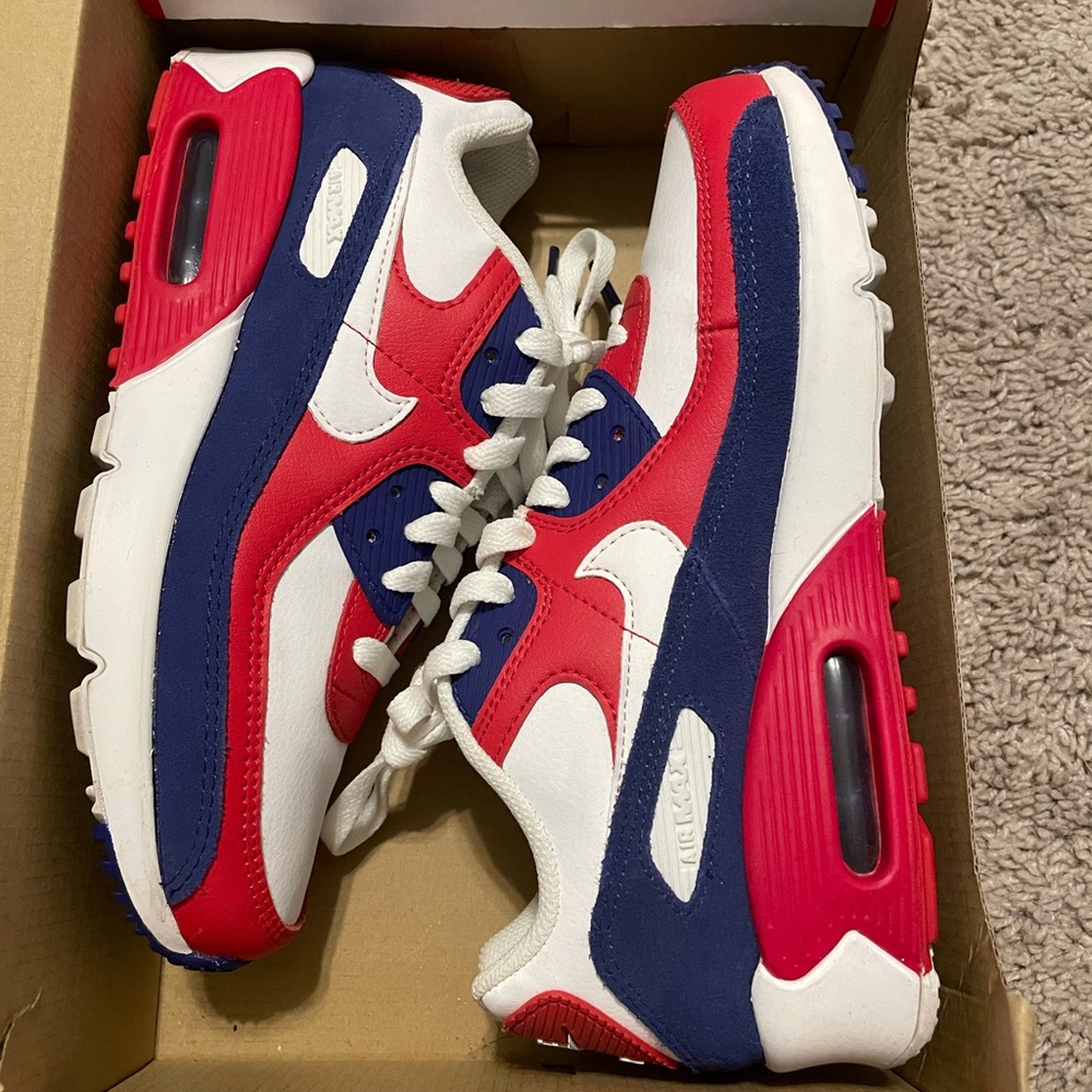 Nike Air Max 90 GS White and Deep Royal Sneakers